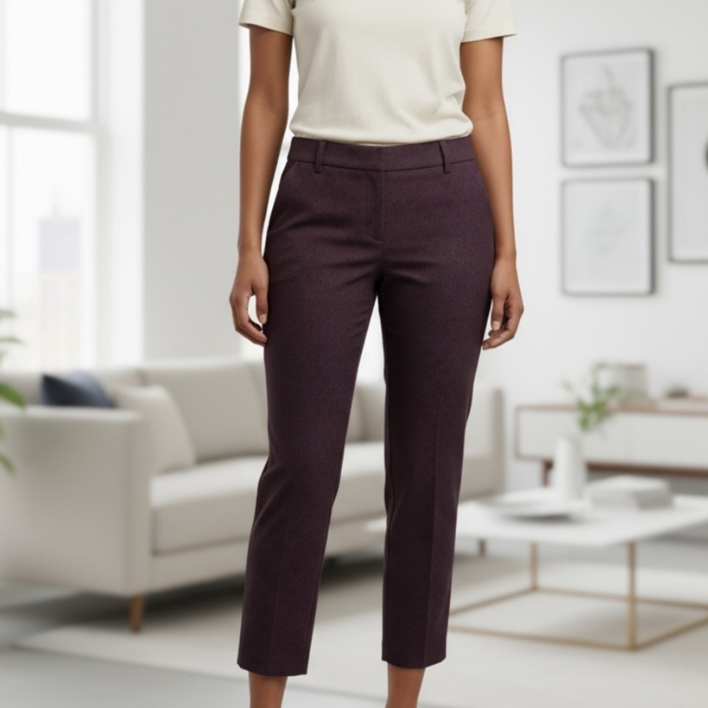 Lord & Taylor deep plum medallion print pants 10